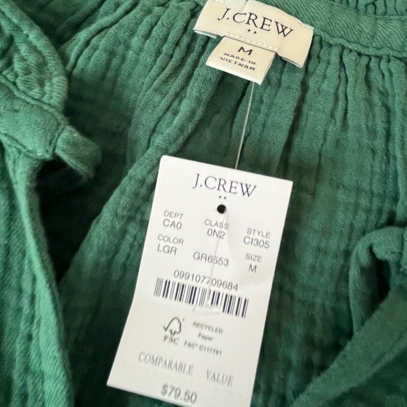 J.Crew Factory Lamppost Green Gauze blouse - Picture 4 of 11